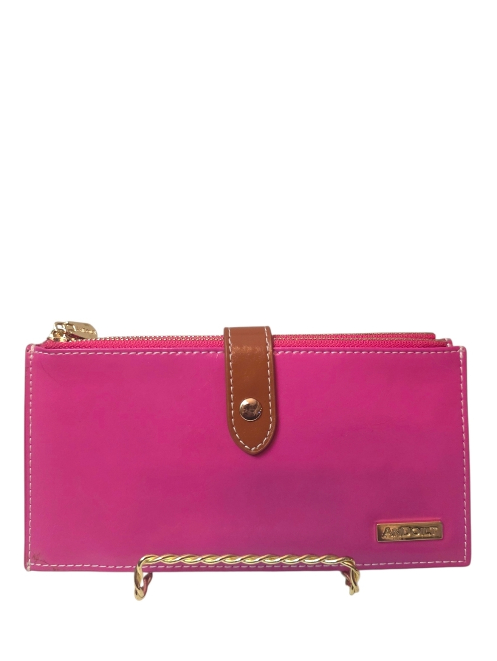 Andoilt Pink Wallet Organizer Bifold Large Zip Around Cardholder Wallet
